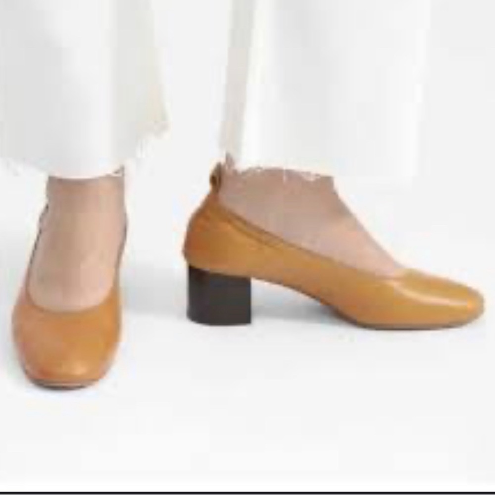 Everlane Day Heels Leather Honey Yellow Size 8